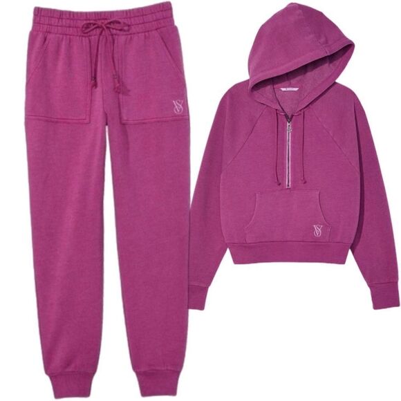 Victoria’s Secret Cozy & Comfy Fleece Tracksuit Hoodie & Joggers Set Pink - Picture 1 of 14